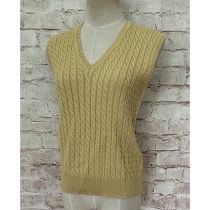 Ports International Womens L Sweater Vest Vintage 100% Virgin Wool Cable Knit